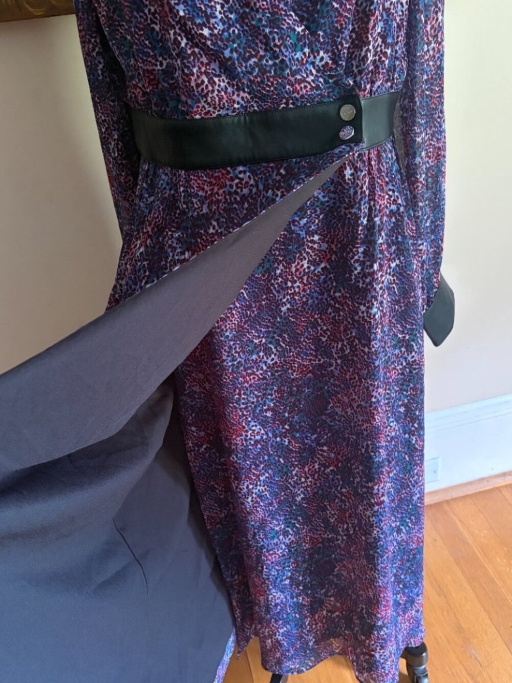 DKNY Purple Combo Animal Print Midi Dress Size Medium - Picture 6 of 12